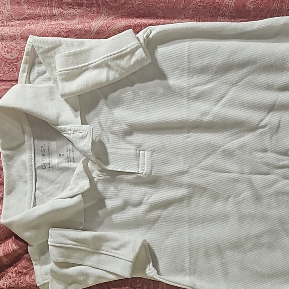 George, white polo, size 8